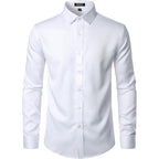Jemitop Men'S Stretch Wrinkle Free Dress Shirt Formal Prom Wedding Long Sleeve Button Down Shirts