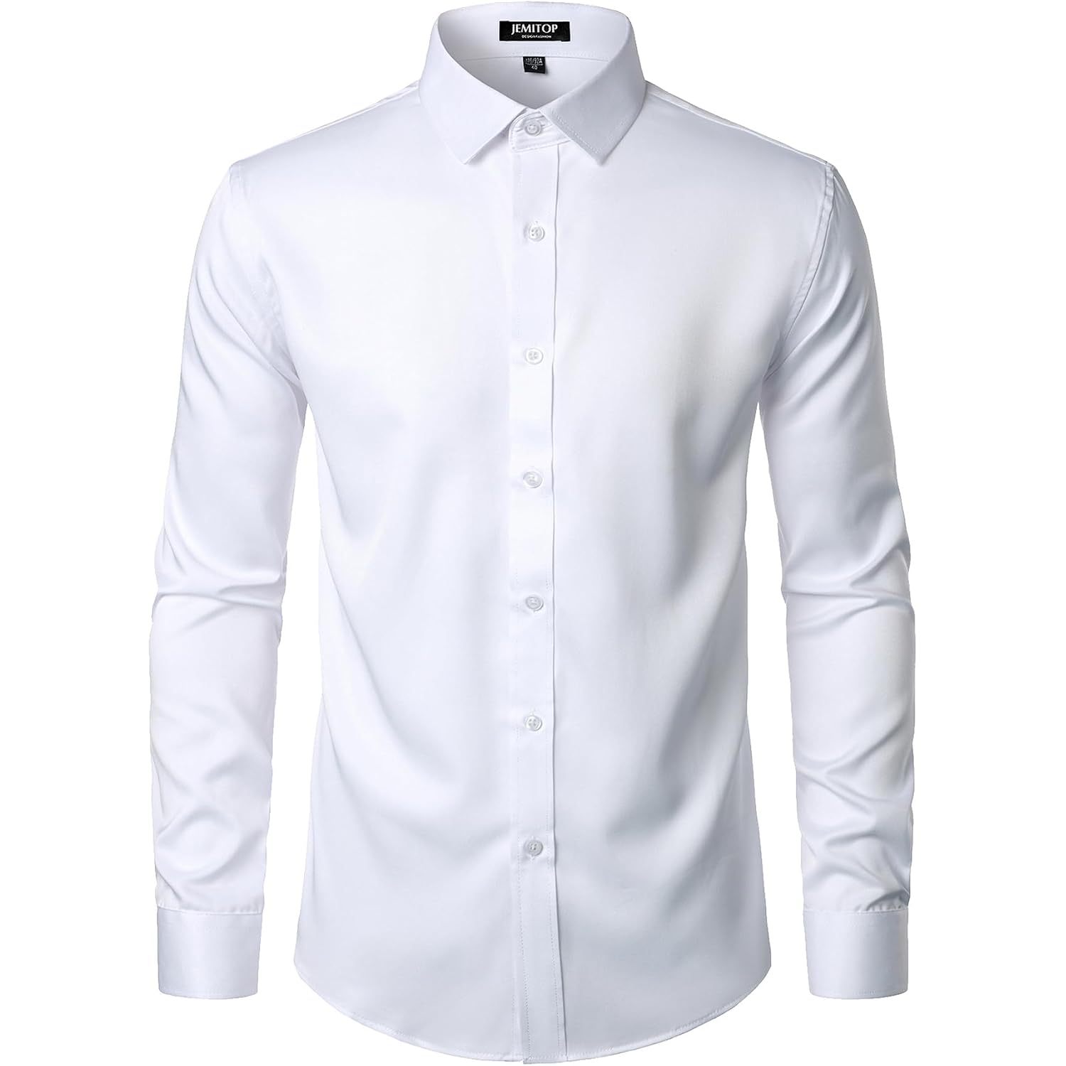 Jemitop Men'S Stretch Wrinkle Free Dress Shirt Formal Prom Wedding Long Sleeve Button Down Shirts