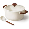 Carote 5Qt Nonstick Stock Pot With Lid, 5 Quart Casserole With Ladle, Even Heating Stockpot, Fits All Stoves, Non Stick Big Cooking Pots Pfoa Free, White