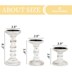 Romadedi Wood Candle Holders for Pillar Candles - Set of 3 Tall Farmhouse Wooden Candlestick Holder, Rustic Candle Stand for Fireplace Mantle Shelf Table Home Decor, Brown Whitewashed 3.9"/6"/ 8.3"