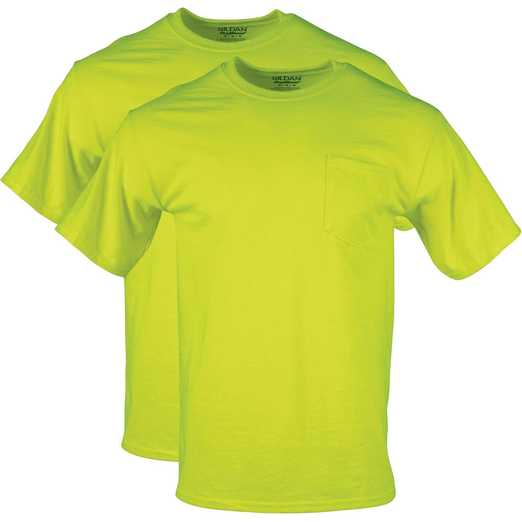 Gildan Unisex Adult Dryblend Workwear T-Shirts With Pocket, 2-Pack