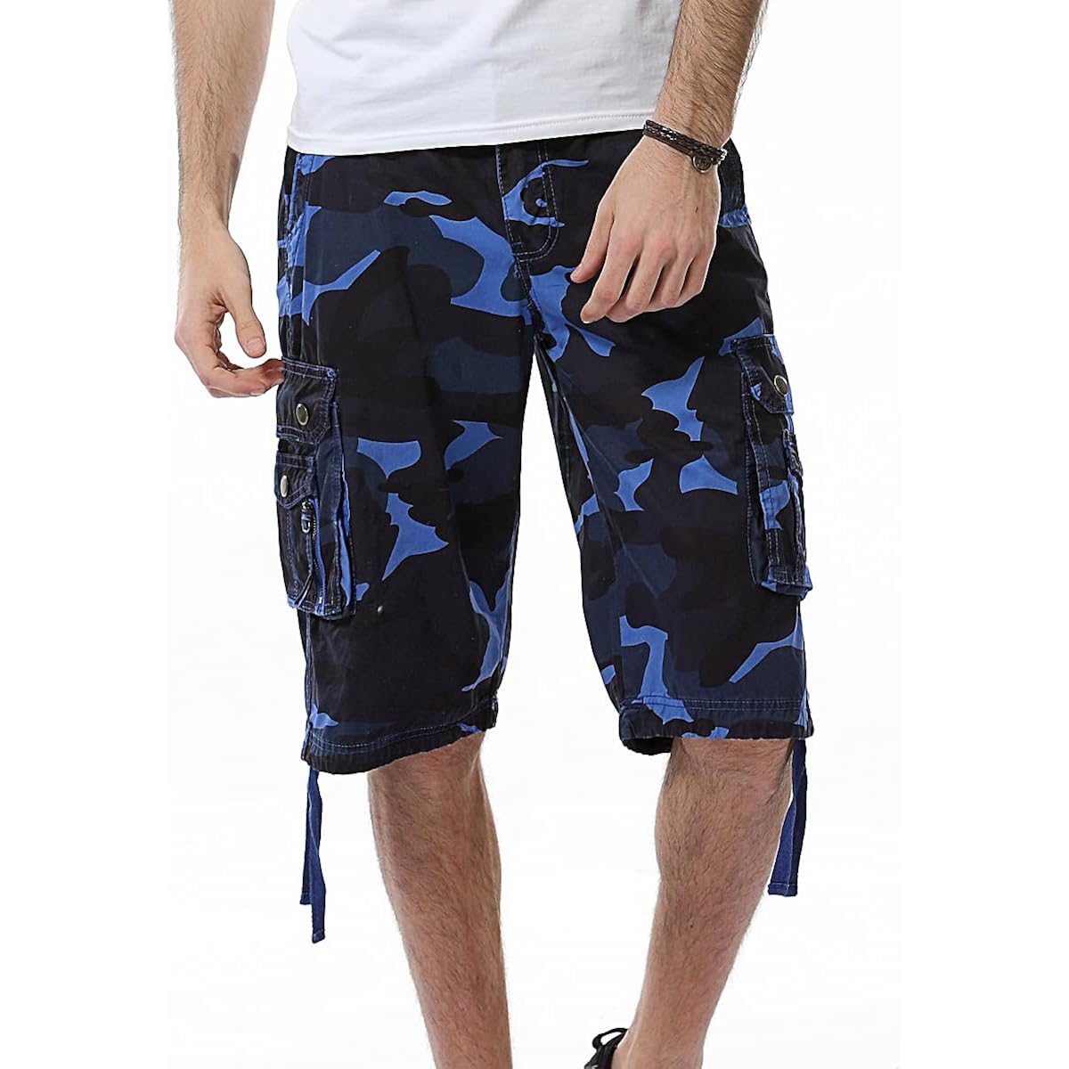 Idealsanxun Men'S Casual Loose Fit Multi-Pockets Military Cargo Shorts