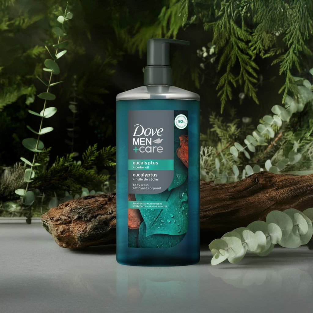 Dove Men Eucalyptus + Cedar Oil Moisturizing Body Wash | #1 Dermatologist Body Wash For Men, Sulfate Free, Paraben Free, & Dye Free | 26Oz