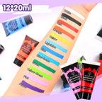 Bowitzki 12 Color Face Paint Set Waterproof & Smudge Proof, Sweatproof Cream Body Face Painting Makeup For Halloween, Carnival, Cosplay Party