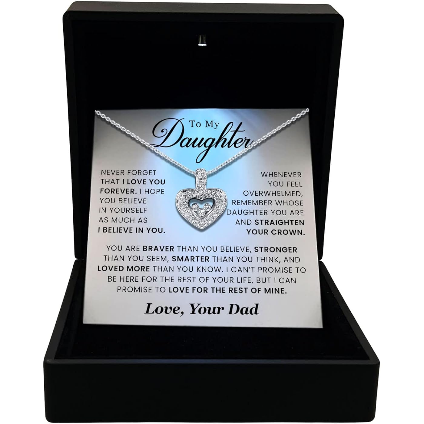 TRYNDI To My Daughter Necklace from Dad - Christmas Gifts for Daughter, Granddaughter, Daughter-In-Law, Women's Jewelry Gifts for Women Birthday, Valentine's Day, Mother's Day