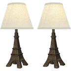 Aspen Creative 40106, Two Pack Set – 17 1/418" High Traditional Poly Table Paint Finish And Hardback Empire Shaped Lamp Shade In Off White, 9.5" X 9.5" X 18.0", Antique Copper