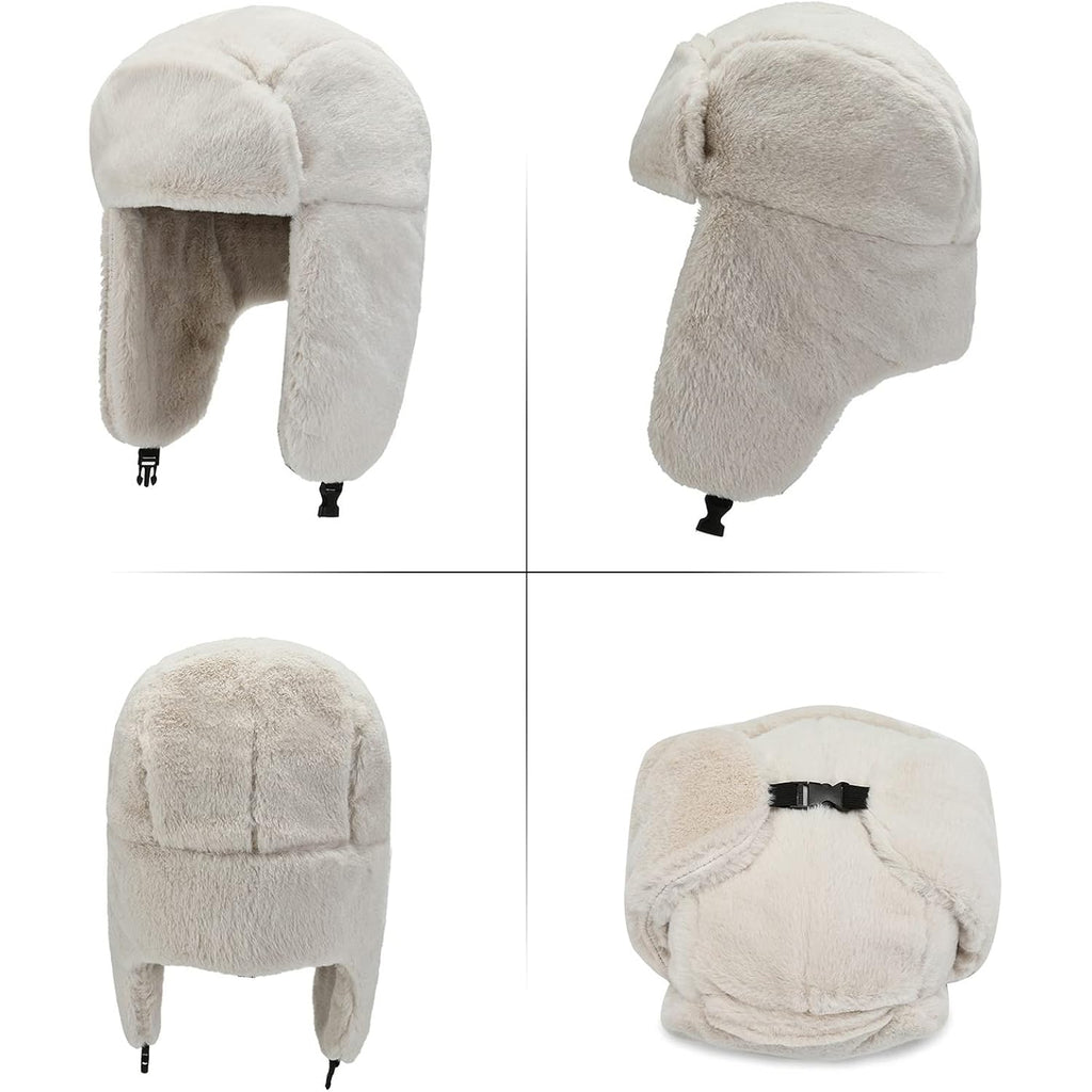 Peicees Winter Hats for Men Womens Fur Hats Russian Ushanka Trapper Hat with Ear Flaps Warmer for Adult
