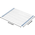MECHEER Over The Sink Dish Drying Rack, Roll Up Dish Drying Rack Kitchen Dish Rack Stainless Steel Sink Drying Rack, Foldable Dish Drainer, 17.5''x11.8''