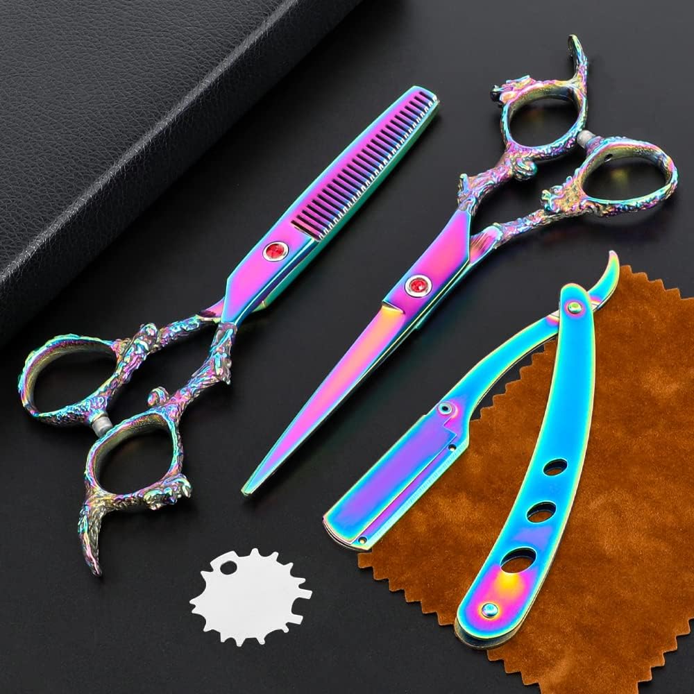 Professional Hair Cutting Scissors Sets Multifunctional Thinning Scissors Straight Shears Tools Stainless Steel Salon Barber Hairdressing Scissors For Men Women Home Use