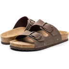 Fitory Womens Flat Sandals With Cork Footbed, Open Toe Arch Support Slides Adjustable Slip On Slippers For Summer 2026 Size 6-11