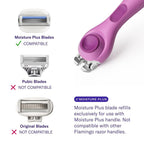 Flamingo Moisture Plus Razor Blades for Women - No Shave Gel Needed - 6 Count - Moisture Plus Razor Blade Refills