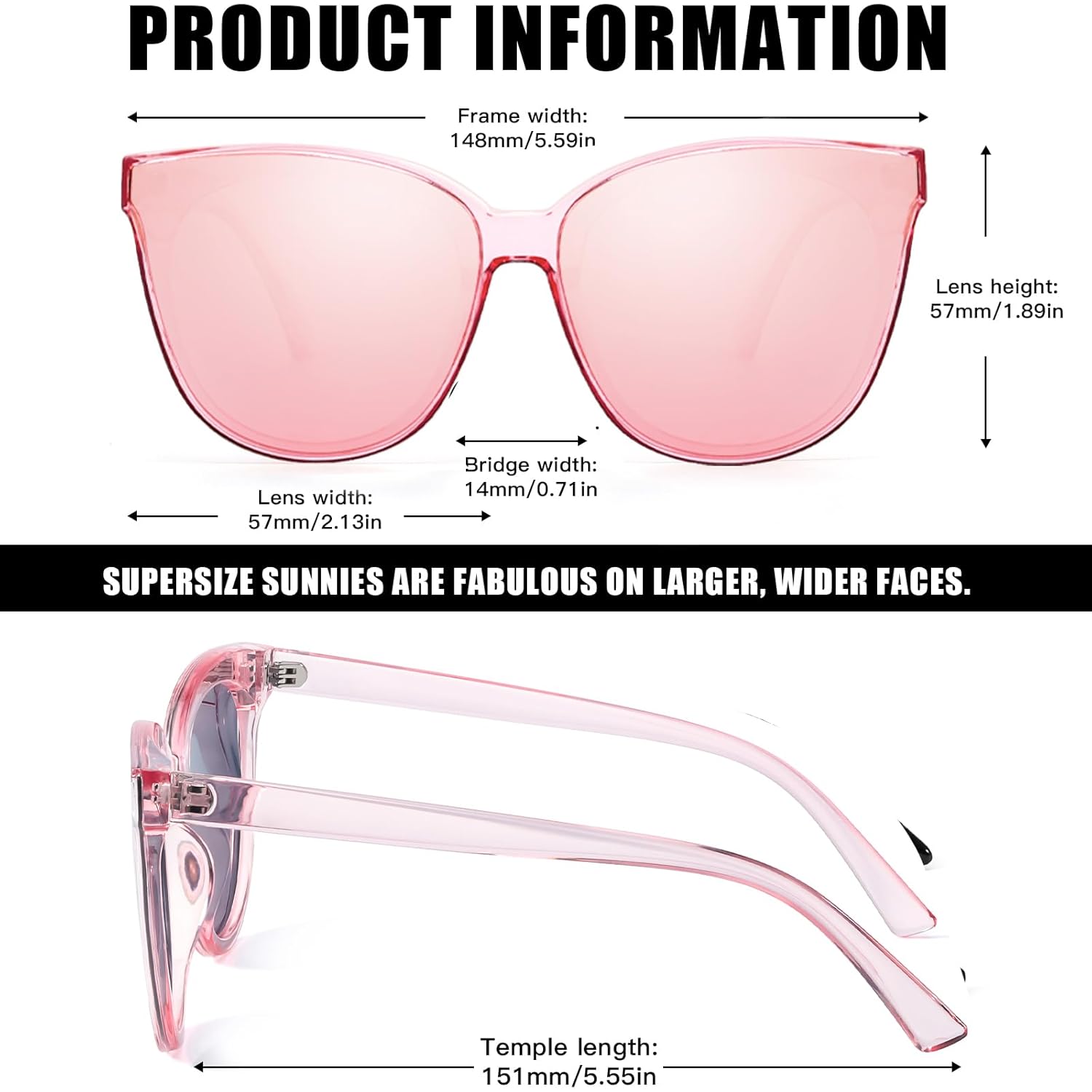 LVIOE Polarized Sunglasses for Women UV400 Protection Oversized Cat Eye Frame Retro Sunglasses for Driving Fishing Outdoor