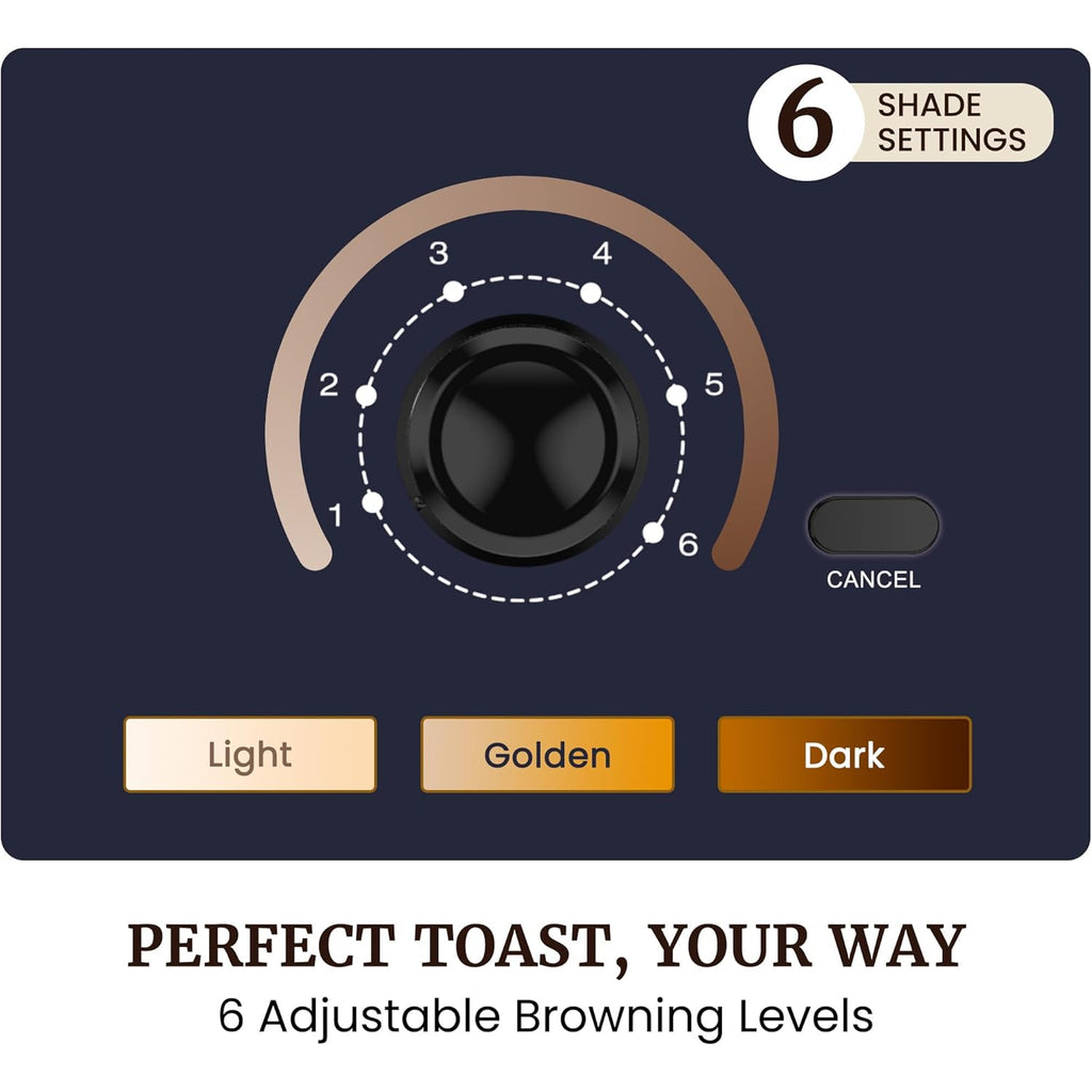 Elite Gourmet 2-Slice Cool Touch Toaster – 6 Browning Levels, Extra Wide 1.25” Slots for Bagels & Thick Bread, Cancel Function, Compact, ETL Certified, Black