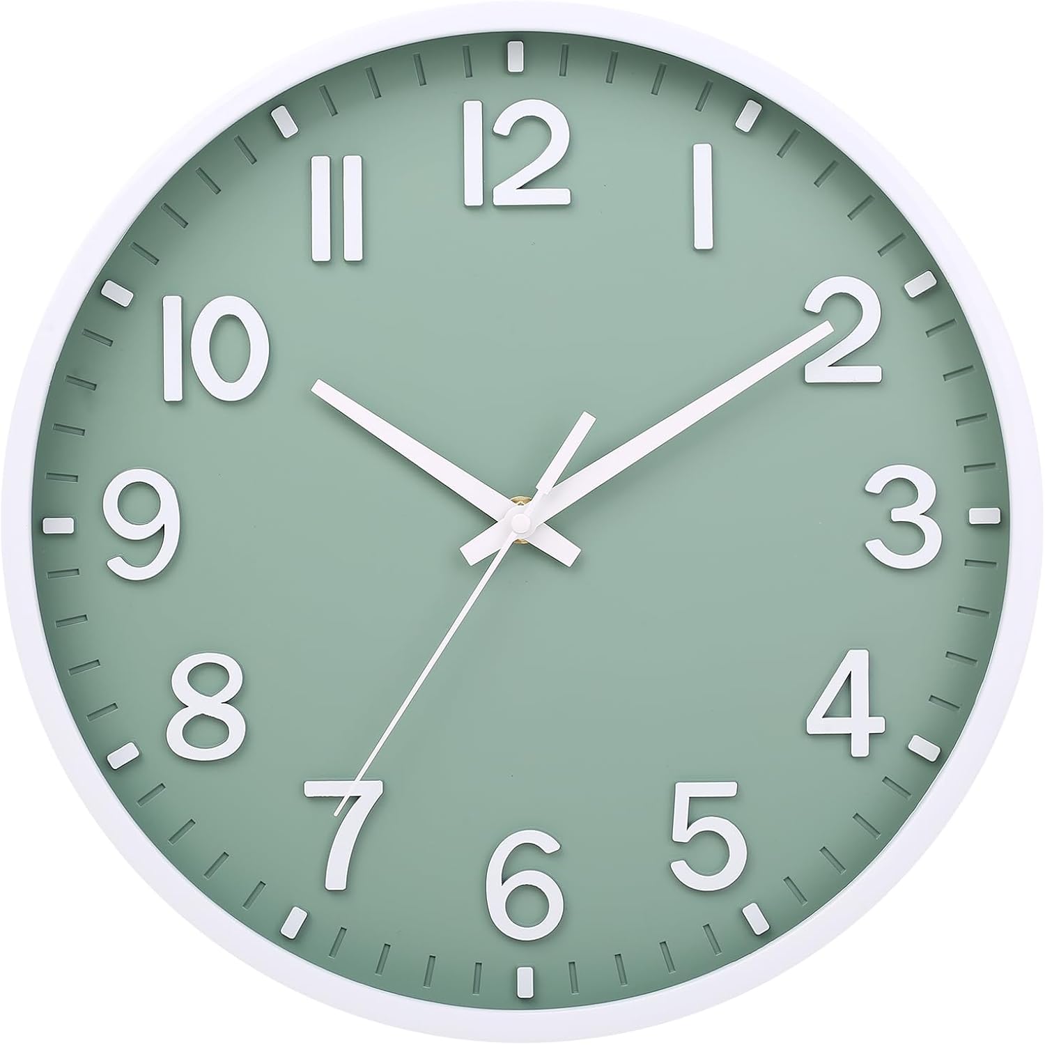 Wall Clocks Battery Operated 8 Inch Modern Wall Clock,Silent Non Ticking Wall Clock For Living Room Bedroom Kitchen Office Classroom Decor (Green White)