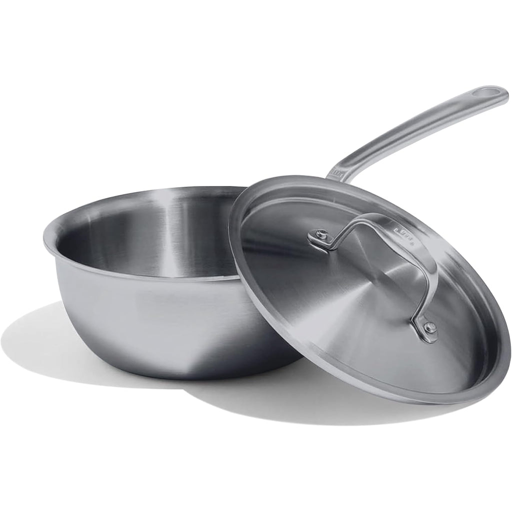 Made In Cookware | 2 Quart Stainless Steel Saucier Pan | 5 Ply Stainless Clad | Professional Cookware | Crafted in Italy | Induction Compatible