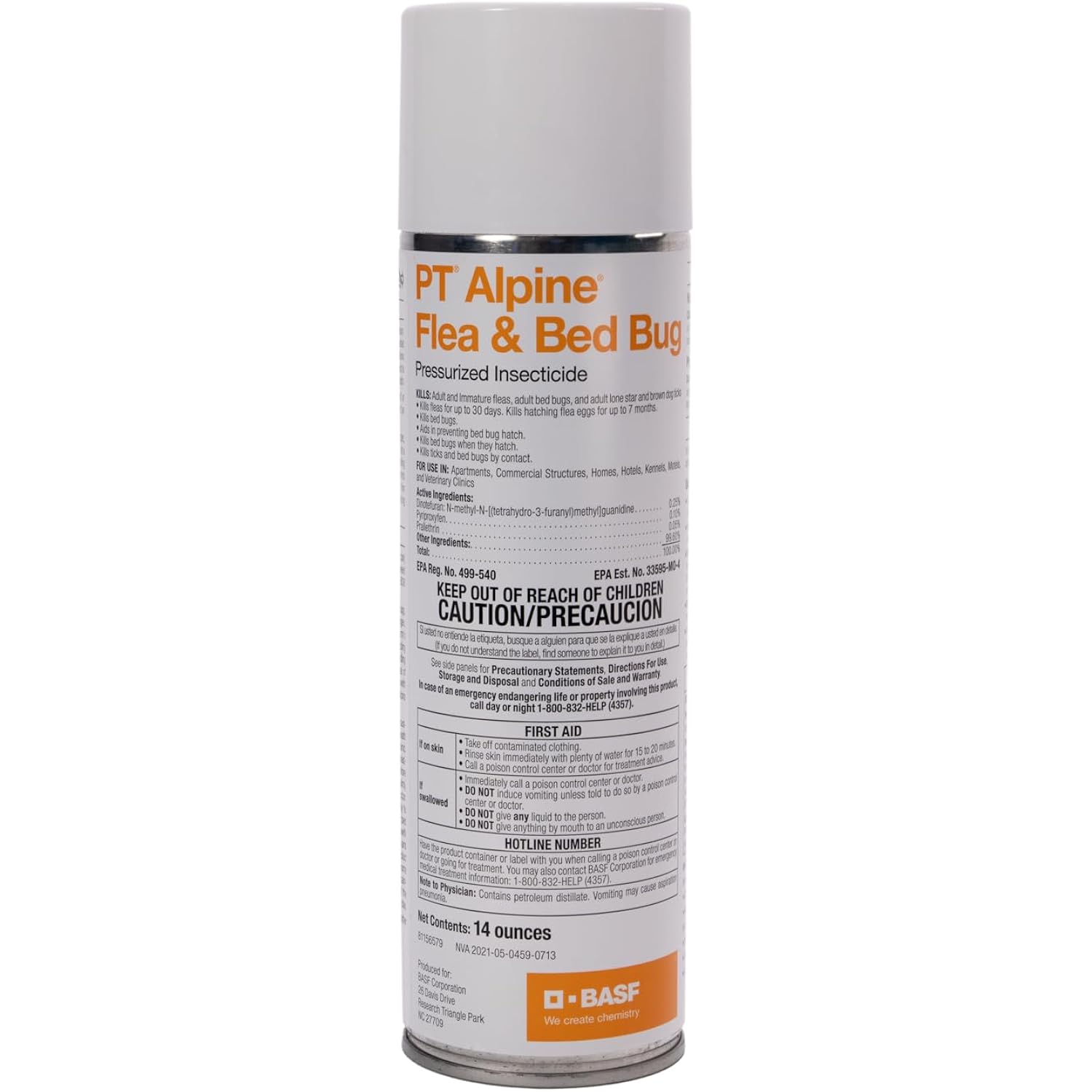 Basf Pt Alpine Flea & Bed Bug Killer, Fast Acting Insecticide, Extended Long Lasting Pest Control Formula, Quick Dry, Non-Staining, Ready To Use Spray Can 14 Oz