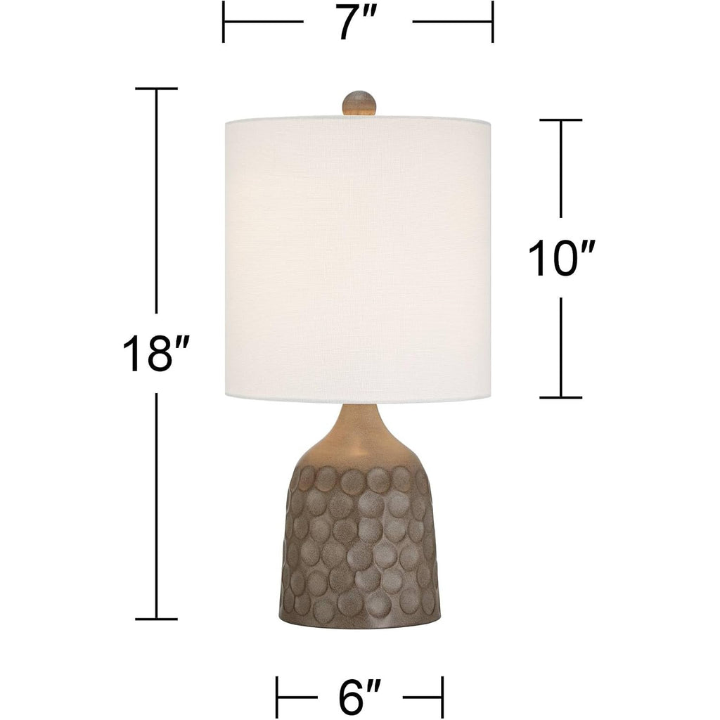 Reagan 20" Small Table Lamps Set Of 2 Bronze Brown Metal Accent Modern | Circles Living Room Bedroom Bedside Nightstand House Office Home Reading Kitchen Entryway White Shade