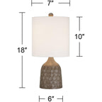 Reagan 20" Small Table Lamps Set Of 2 Bronze Brown Metal Accent Modern | Circles Living Room Bedroom Bedside Nightstand House Office Home Reading Kitchen Entryway White Shade