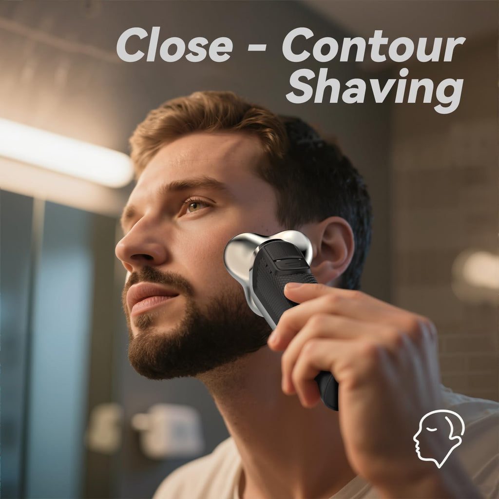 Electric Razor for Men, 2025 Upgraded Electric Shavers for Men, USB-C Rechargeable, Wet & Dry Shaver with Pop-up Trimmer and Travel Case (Black)