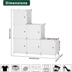 Cube Storage Organizer, 6-Cube Shelves Unit With Doors, Diy Stackable Plastic Clothes Organizer For Bedroom And Under Stairs Storage Unit, Each Compartment 30 X 30 X 30 Cm White