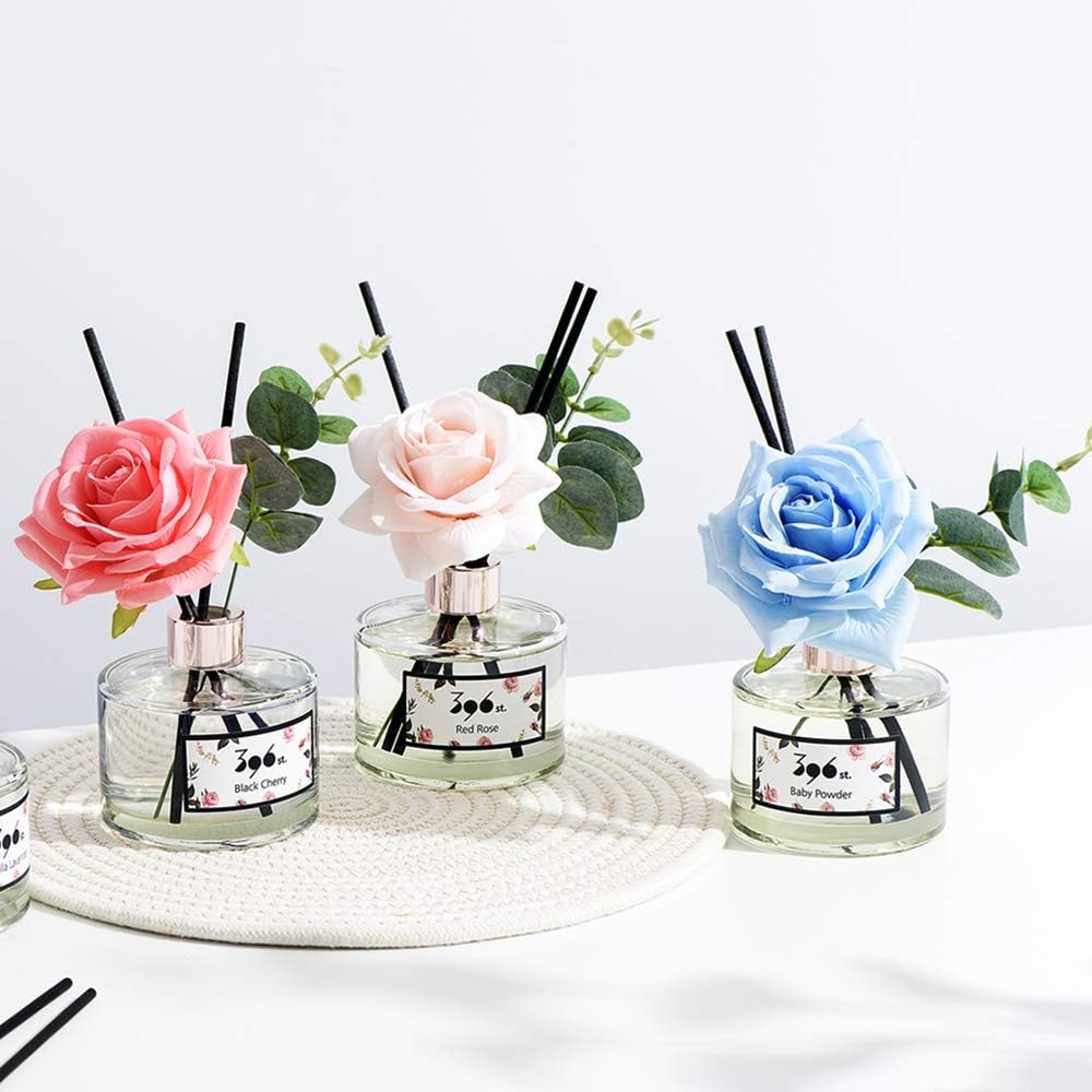 Rose Flower Reed Diffuser, Red Rose, 200Ml(6.7Oz) / Reed Diffuser Sets, Home Fragrance, Scented Oils, Home & Bathroom Décor