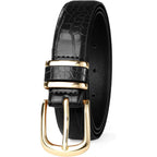 SANATHS Women Leather Belts for Jeans Pants Fashion Gold/Silver Buckle Ladies Dress Waist Belt Crocodile Grain