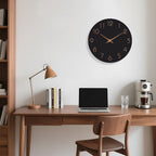 Large Wall Clock 16 Inch Black Battery Operated Silent Non Ticking Simple Minimalist Rose Gold Numbers Clock Decorative For Bedroom Living Room Kitchen Home Office