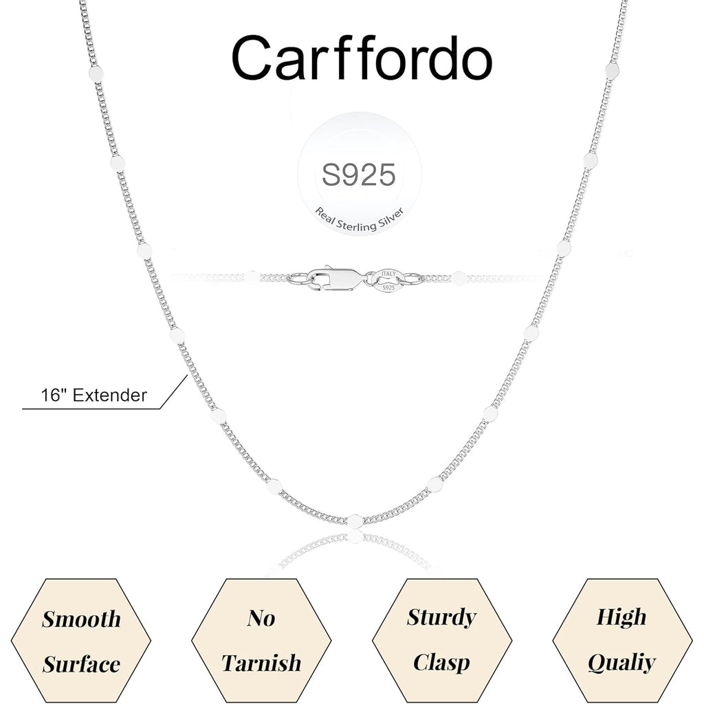 Carffordo Mothers Day Gifts 925 Sterling Silver Necklace Silver Chain Necklace for Women Cuban Link Chain 16K Gold Plated Chain Simple Dainty Necklace for Women Waterproof Trendy Jewelry Gift