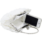 Women Evening Clutch Bag Floral Satin Small Purses With Detachable Strap For Wedding, Party, Prom
