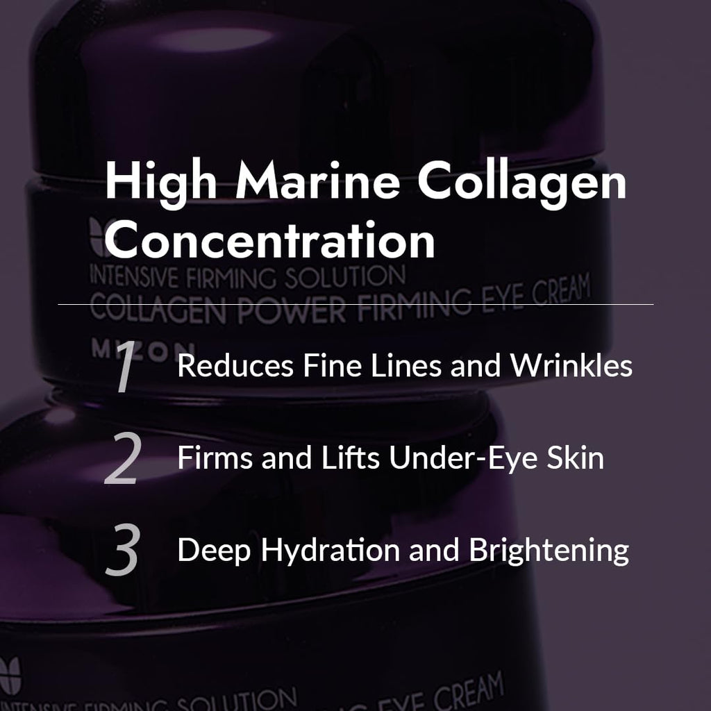 Mizon Collagen Power Firming Eye Cream, Collagen, Anti-Wrinkle, Elastin Booster, Moisturizing, Skin Elasticity With Hyaluronic Acid. (25Ml, 0.84 Fl Oz) | Firming, Hydrolyzed Collagen, Adenosine, Fine Line Treatment, Elastin Booster, Dark Circle Treatment