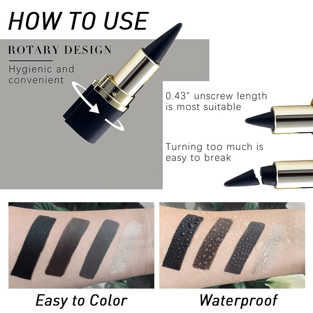MISS ROSE M Gel Eyeliner, 2 Pcs Black Eyeliner Pencils, delineador de ojos contra el agua, Easy to Use, Eye Makeup for Women (Black Pack of 2)