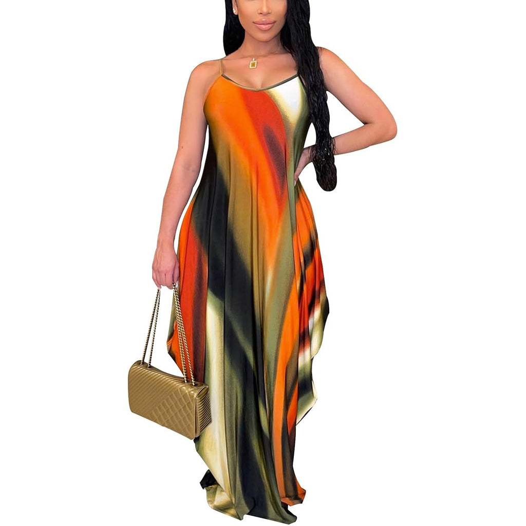 Besscops Summer Maxi Dresses For Women 2026 Plus Size Sundresses Casual Fashion Sleeveless Loose Long Sexy Dress With Pockets