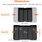 Lifewit Utensil Organizer For Kitchen Drawers, Expandable Cooking Utensil Tray, Adjustable Cutlery Silverware Flatware Holder, Plastic Spatula Tools Storage Divider, 11-18 X 14", Black