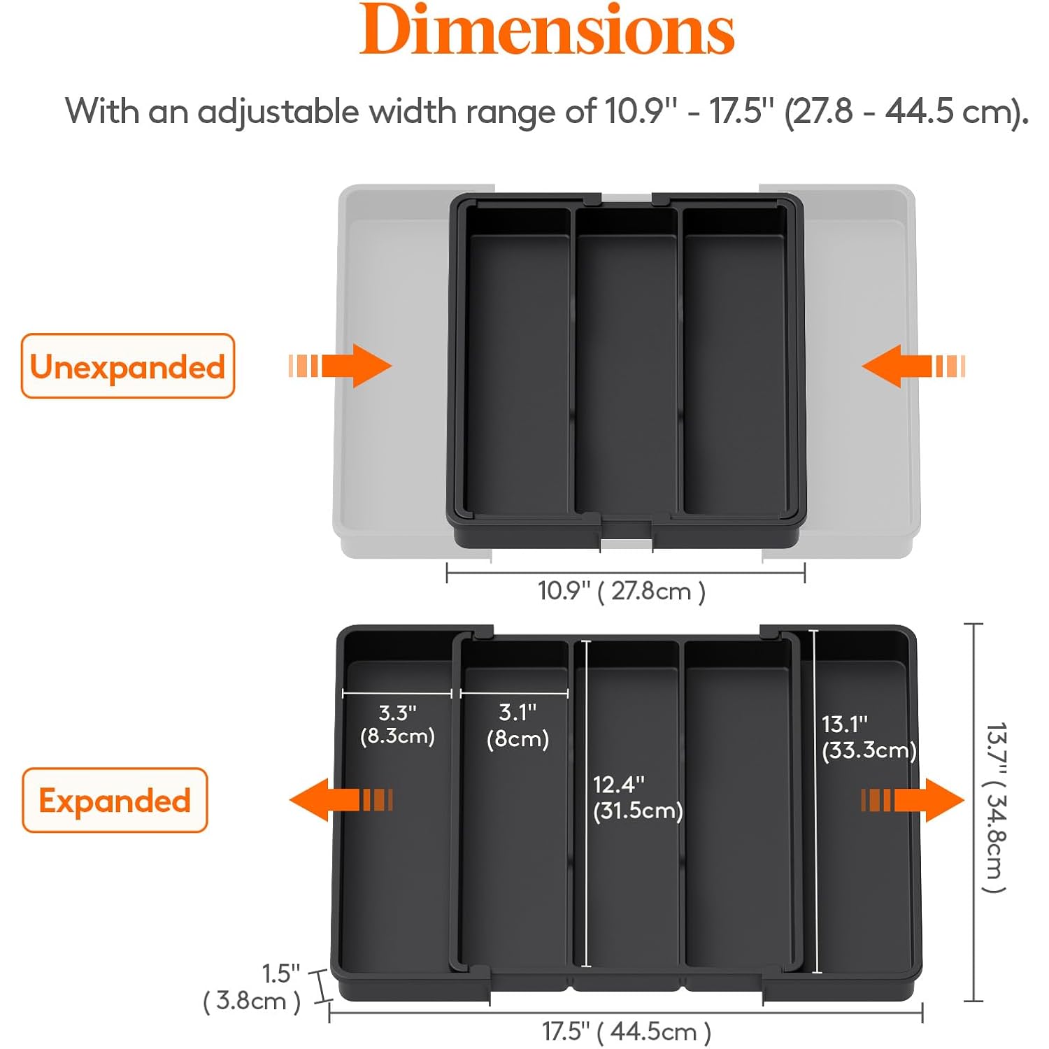 Lifewit Utensil Organizer For Kitchen Drawers, Expandable Cooking Utensil Tray, Adjustable Cutlery Silverware Flatware Holder, Plastic Spatula Tools Storage Divider, 11-18 X 14", Black