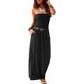 Alaster Queen Women’S Strapless Bandeau Summer Long Floral Dress Off Shoulder Beach Maxi Dress With Pockets