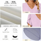 Women's Summer Tunic Tops Dressy Casual Chiffon Blouses Plus Size Short Sleeve T-Shirts for Leggings