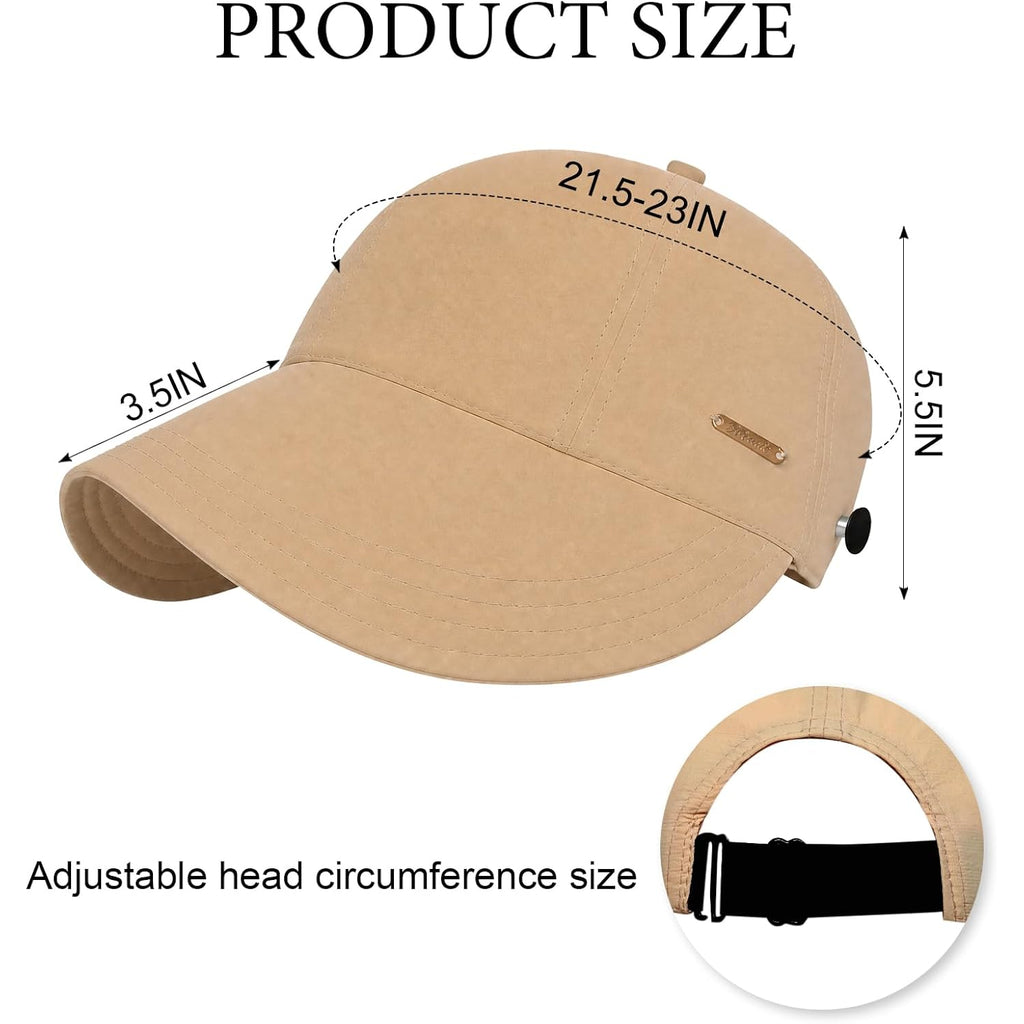 Upf 50+ Women Wide Brim Sun Hat Adjustable Ponytail Packable Uv Protection Cap For Hiking Fishing