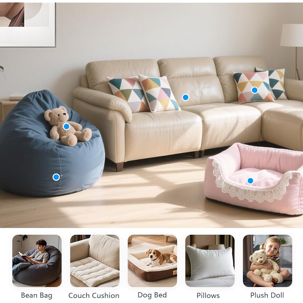 Hem Dgpy Bean Bag Filler 10Lbs, Shredded Memory Foam Filling For Bean Bag Chair Refill, Stuffing For Pillow, Punching Bag, Dog Bed, Cushions, Couch (Blue & White)