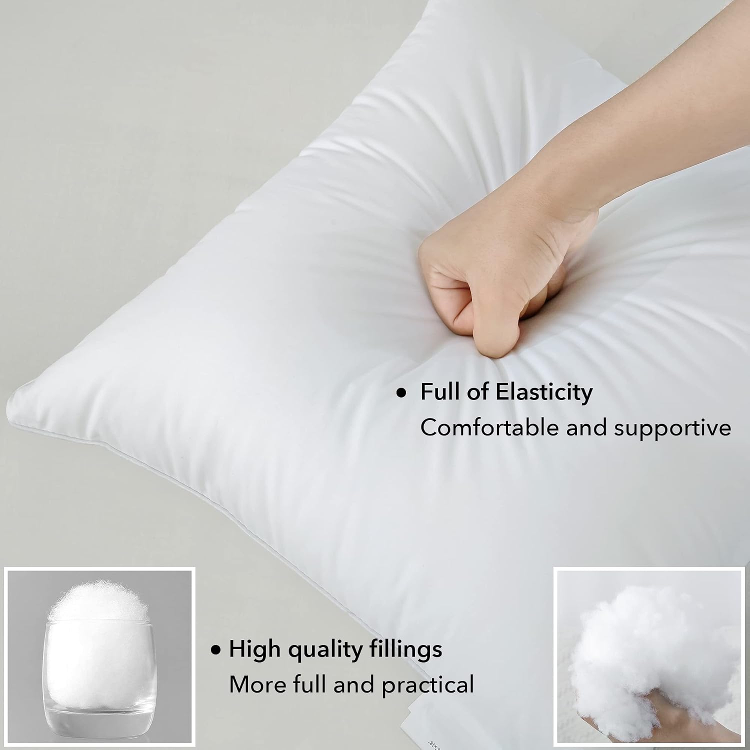 18 X 18 Pillow Inserts (Set Of 2) - 18 Inch Square Interior Sofa Throw Pillow With 100% Cotton Cover - Decorative Pillow Insert Pair - White Couch Pillow