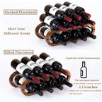 Navtcow Wine Rack And Water Bottle Organizer 2 In 1 For Cabinet And Countertop - Adjustable In 2 Sizes (Acacia Wood 2 Tier)