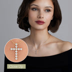 GILDED 1 ct. T.W. Lab Grown Diamond (SI1 Clarity, F Color) and Sterling Silver & 14KT Gold Plated Silver Cross Pendant with an 18 Inch Spring Ring Clasp Cable Chain