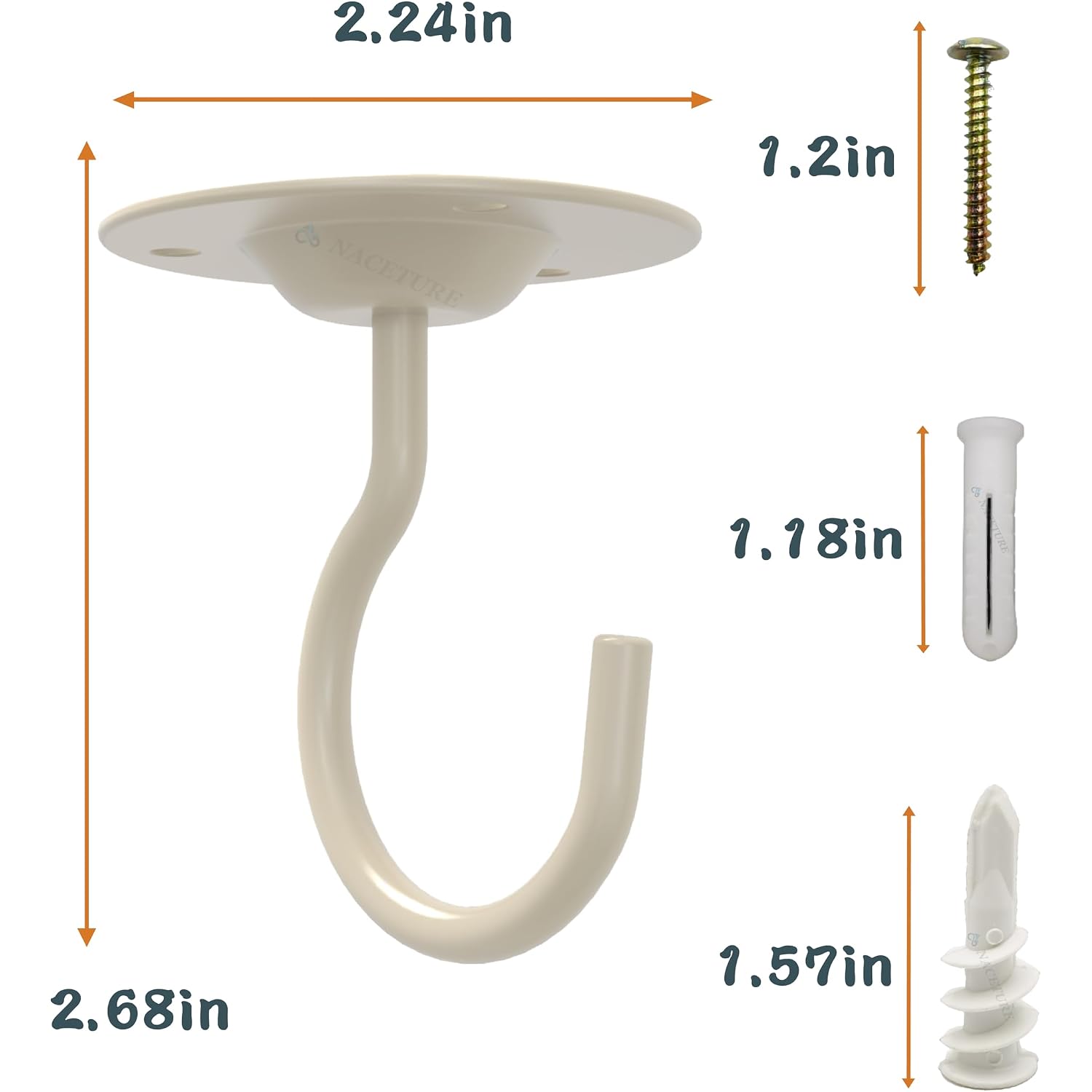 Heavy Duty Plant Ceiling Hooks, White, 3 Pack | Ideal For Hanging Plants, Lanterns, Wind Chimes, Flower Baskets And Other Indoor Or Outdoor Décor.