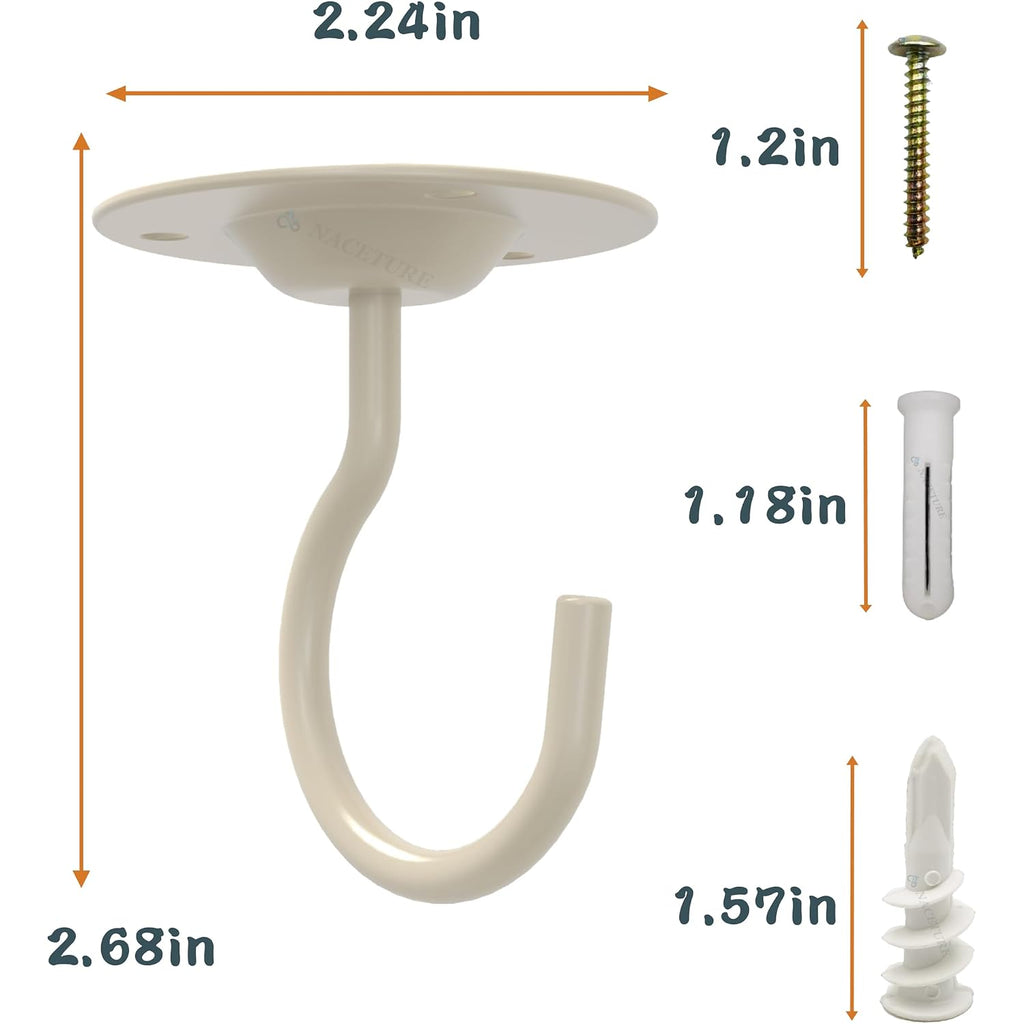 Heavy Duty Plant Ceiling Hooks, White, 3 Pack | Ideal For Hanging Plants, Lanterns, Wind Chimes, Flower Baskets And Other Indoor Or Outdoor Décor.