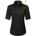 Button Down Shirts for Women Fitted Short Sleeve Dress Shirt Collared Blouses Work Tops Wrinkle Free