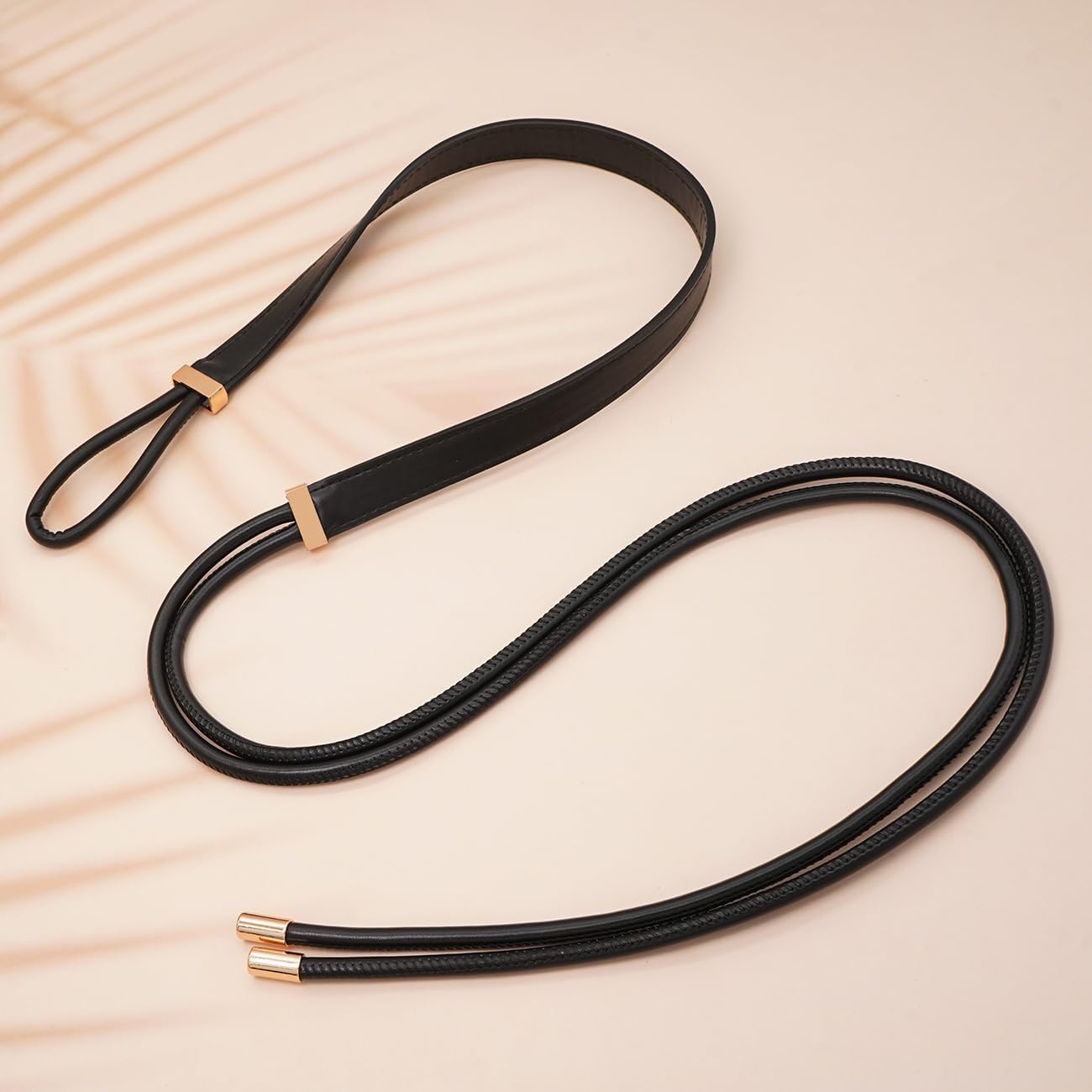 PU Leather Skinny Belts for Women Knotted Thin Waist Belt for Dresses