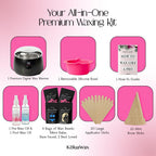 KoluaWax Premium Waxing Kit for Women & Men - Beginner Friendly - Complete Wax Kit that includes 14oz of Wax Beads, Applicator, Pre and Post Care, Suitable for Sensitive Skin (Black)