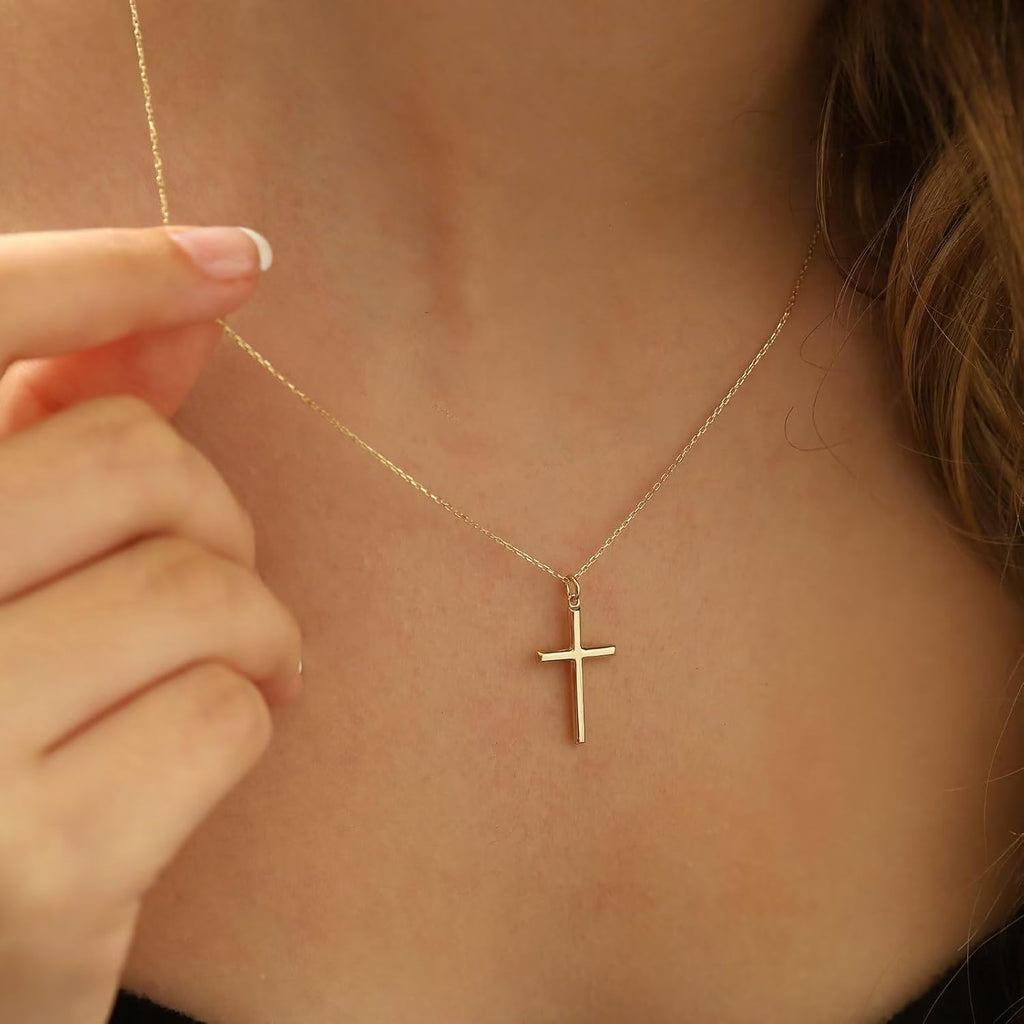 MONOZO Gold Cross Necklace for Women Girls, 14K Gold Plated Layered Cross Necklace Tiny Sideway Choker CZ Necklaces for Women Trendy Christian Baptism Religious Faith Jewelry Gifts