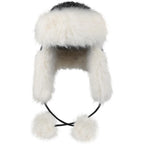 Womens Winter Thick Warm Hat Faux Fur Pilot Hood Cap Windproof Earflap Beanie Peruvian Trapper Hat for Skiing Cycling