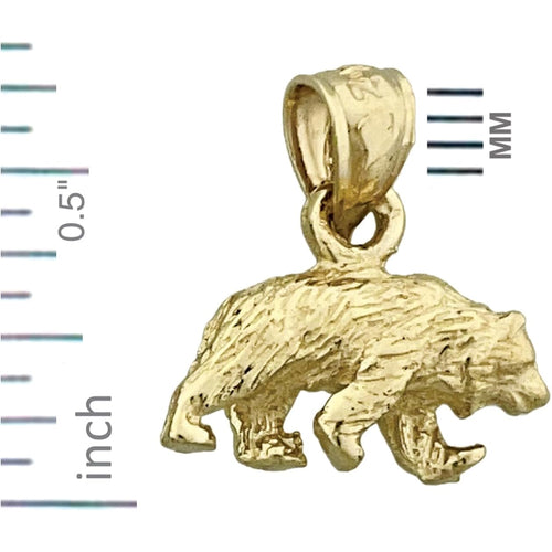 14K Gold 3D Grizzly Bear Charm