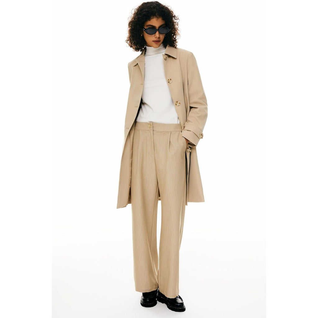Orolay Women'S Single Breasted Trench Coat Mid Long Classic Lapel Windproof Slim Outerwear Coats